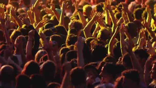 Foule Gens Agitant Les Bras Dans Les Airs Concert Festival — Video