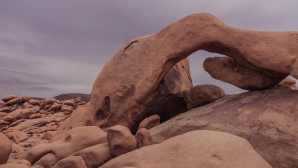 Arch Rock Joshua Tree National Park Time Lapse Clouds California — Stock Video