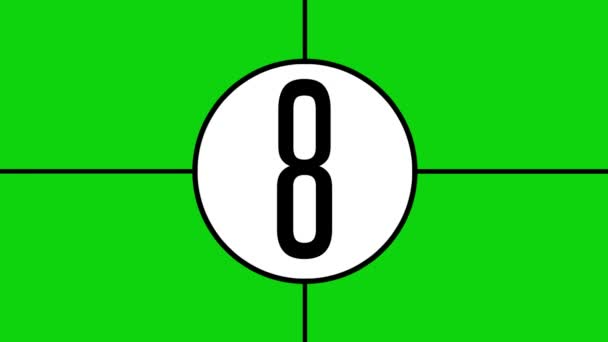 Animated Old Film Projector Countdown Leader Effect Overlay Greenscreen — Stok Video