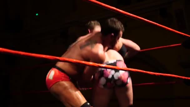 Pro Wrestling Jogo Barriga Suplex — Vídeo de Stock