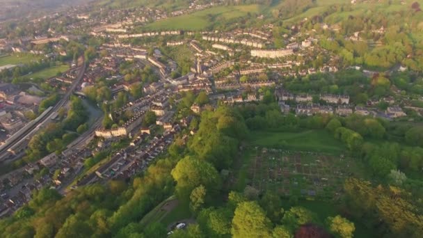Ciudad Bath Reino Unido Aerial Drone Filmación Ciudad Histórica Campo — Vídeo de stock