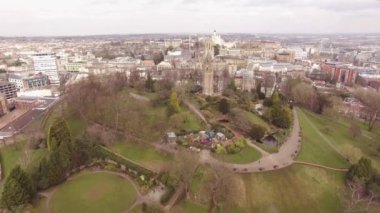 Cabot kule ve Brandon Hill Park hava dron görüntüleri, Bristol City İngiltere'de