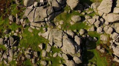 Granit kaya tazı Tor, sonbahar renkleri, Dartmoor Milli Parkı İngiltere'de kırsal