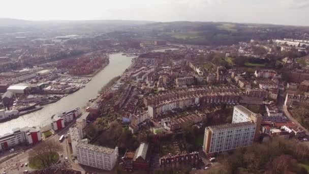 Bristol Harbourside River Avon Aerial Drone Filmagem Cidade — Vídeo de Stock