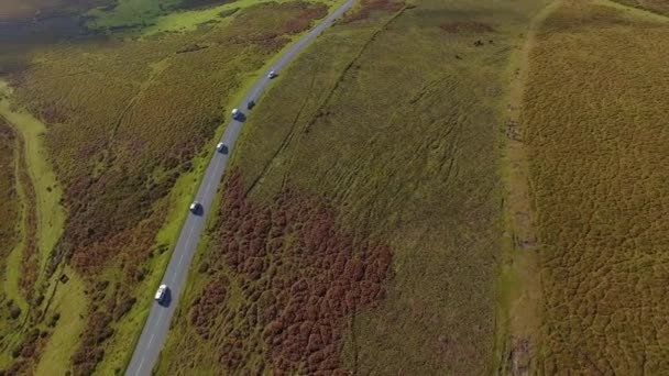 Jazdy Przyrodzie Antenowe Drone Nagrania Samochodów Drodze Scenic Highway — Wideo stockowe