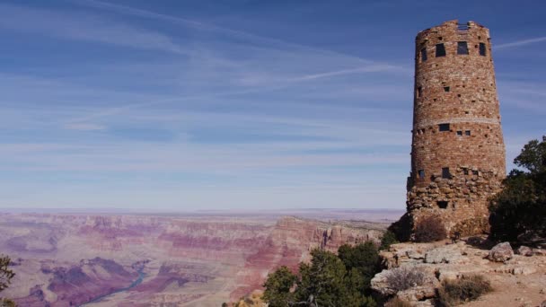 Pustynia Widok Wieża Strażnicza Starożytne Ruiny Wielkiego Kanionu Arizona — Wideo stockowe