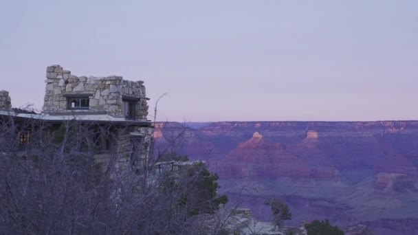 Grand Canyon Gammal Sten Byggnad Landskap — Stockvideo