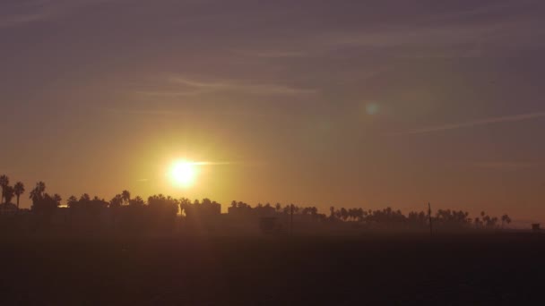 Venice Beach Boardwalk Sunrise Paysage Urbain Panoramique Matin Los Angeles — Video