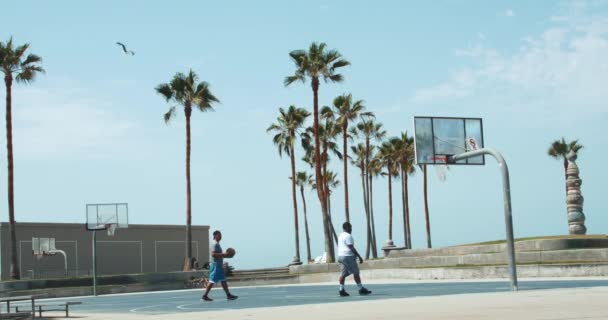 Basketbalwedstrijd Venice Beach Californië — Stockvideo