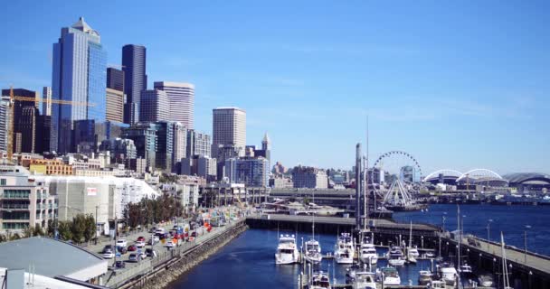 Voitures Conduite Sur Autoroute Centre Ville Seattle Washington — Video