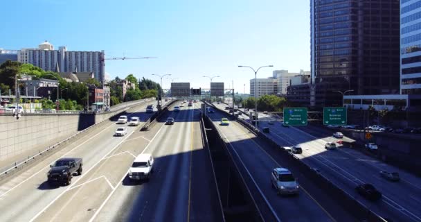Voitures Conduisant Sur Autoroute Centre Ville Seattle Washington Time Lapse — Video