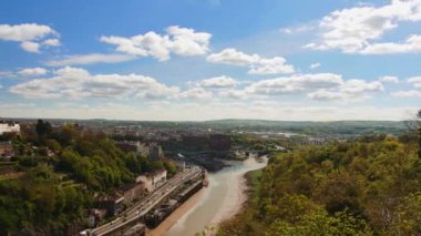 Bristol (Birleşik Krallık) zaman atlamalı cennet şehir ve Avon nehri yatay anten üzerinden