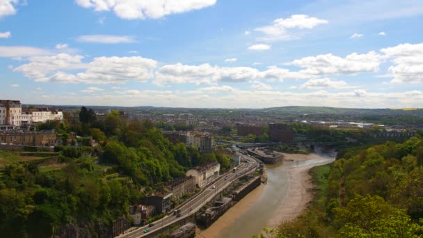 Bristol City View Clifton Suspension Bridge — Stock Video