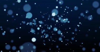 Arka plan doku - parçacıklar hareket / küreler beyaz kabarcıklar animasyon, mavi