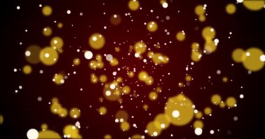 Arka plan doku - parçacıklar hareket / küreler beyaz kabarcıklar animasyon, kırmızı / sarı