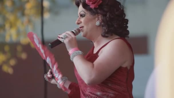 Cabaret Act Het Podium Van Bristol Pride Festival Slow Motion — Stockvideo