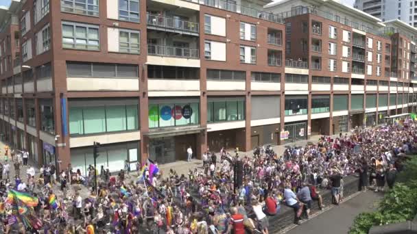 Pride Parade Met Marching City Centre Bristol — Stockvideo