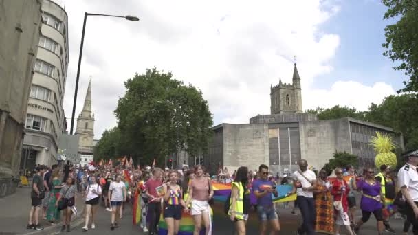 Pride Parade Met Marching City Centre Bristol — Stockvideo