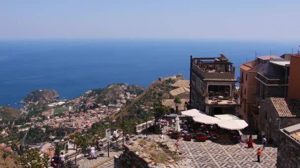 Castelmola Picturesque Village Overlooking Taormina Sicily Italy — Stock Video