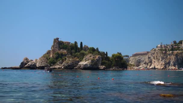 Beautiful Isola Bella Beach Taormina Sicily Italy — Stock Video