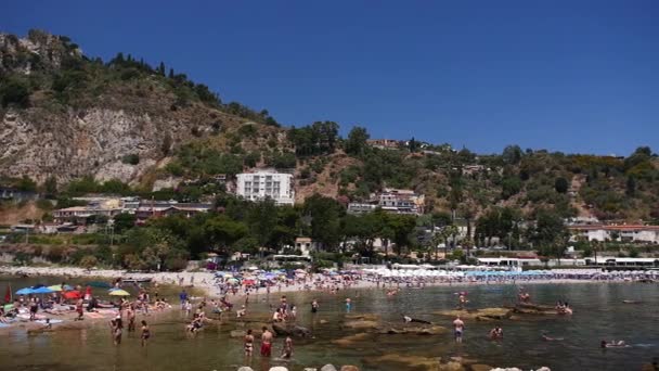 Beautiful Isola Bella Beach Taormina Sicily Italy — Stock Video