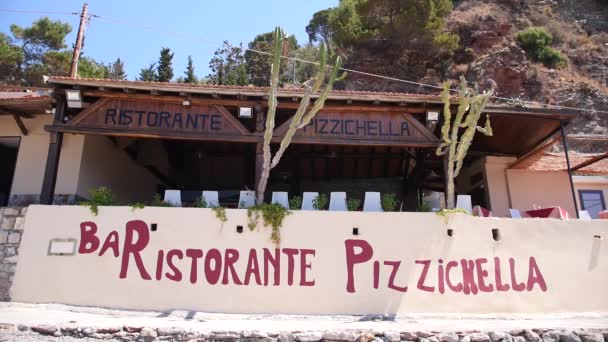 Restaurante Pizza Isola Bella Beach Sicilia Italia — Vídeo de stock