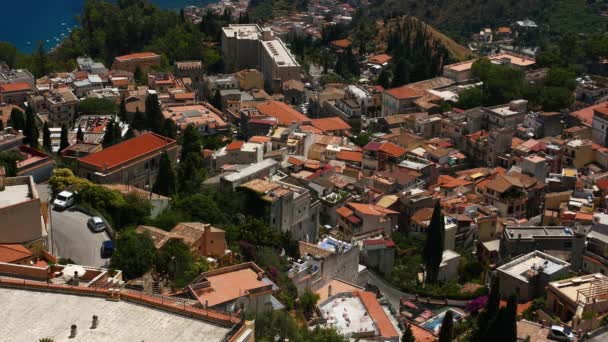 Taormina Szicília Olaszország Háztetőkön Épületek Régi Olasz Városban — Stock videók