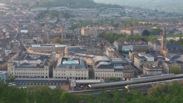 Bath Somerset Tarihi Ngiliz Şehrin Havadan Görünümü — Stok video