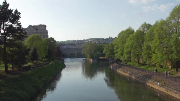 Historické Město Bath Řeka Avon Scenic — Stock video