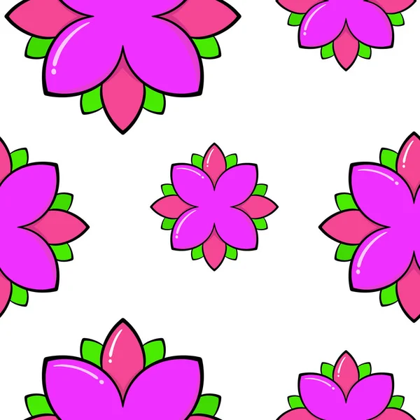Pink Cartoon Doodle Kwiat wzór tła dla strony internetowej lub ubrania — Wektor stockowy
