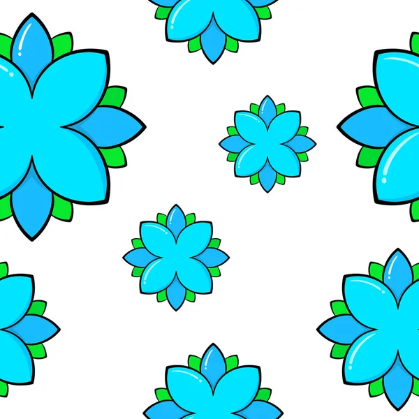 Niebieski Cartoon Doodle Kwiat wzór tła dla strony internetowej lub ubrania — Wektor stockowy