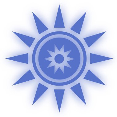 Güneş simgesi symbool. Parlak yıldız şeklinde web çıkartmaları. Çakra meditasyonu için element stili