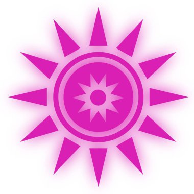 Güneş simgesi symbool. Parlak yıldız şeklinde web çıkartmaları. Çakra meditasyonu için element stili