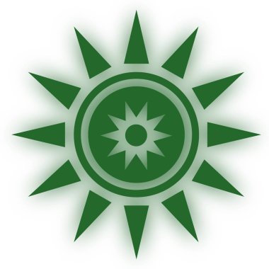 Güneş simgesi symbool. Parlak yıldız şeklinde web çıkartmaları. Çakra meditasyonu için element stili