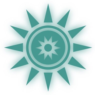Güneş simgesi symbool. Parlak yıldız şeklinde web çıkartmaları. Çakra meditasyonu için element stili