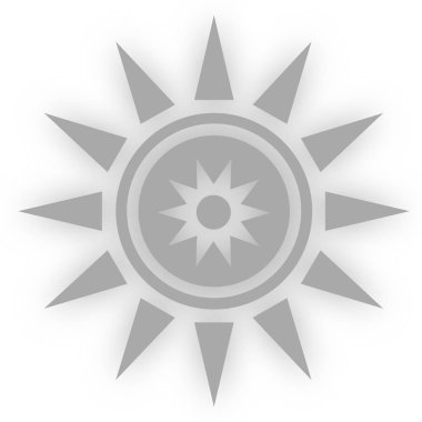 Güneş simgesi symbool. Parlak yıldız şeklinde web çıkartmaları. Çakra meditasyonu için element stili