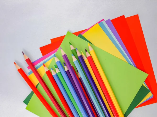 Volta Escola Material Colorido Para Começar Escola Para Ofícios Papel — Fotografia de Stock