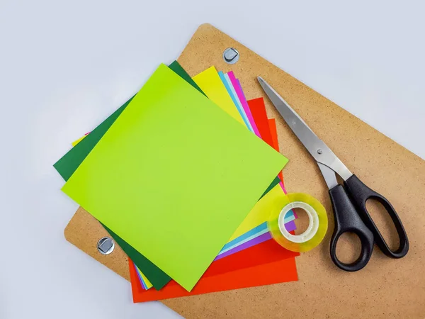 Retourne École Fournitures Colorées Pour Commencer École Pour Artisanat Papier — Photo