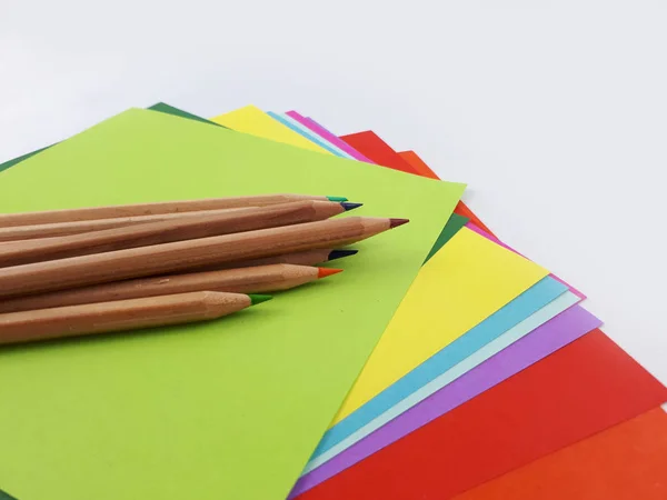 Retourne École Fournitures Colorées Pour Commencer École Pour Artisanat Papier — Photo