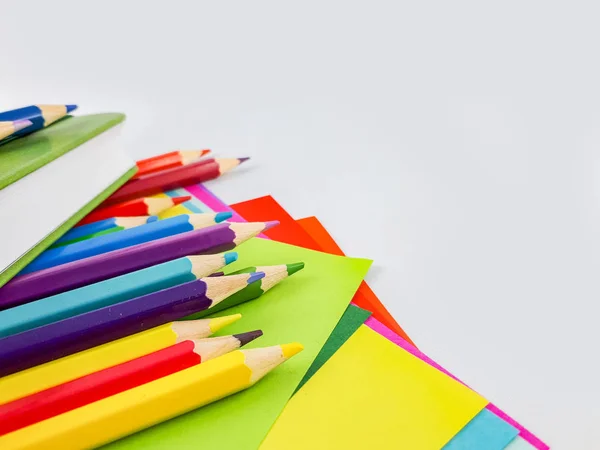 Volta Escola Material Colorido Para Começar Escola Para Ofícios Papel — Fotografia de Stock
