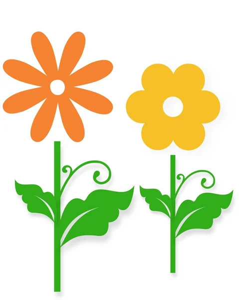 Cartoon doodle flower illustration with cheerful colours for children