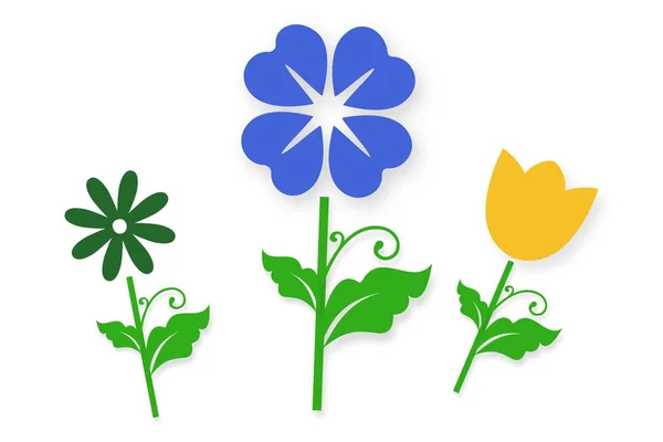 Zeichentrickkritzelblumen Illustration Mit Fröhlichen Farben Für Kinder — Stockfoto