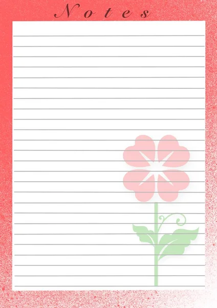 Printing paper note, optimal A4 size. Lined paper for notebook, diary, letters, notes. With colorful illustration frame for girls\' diary