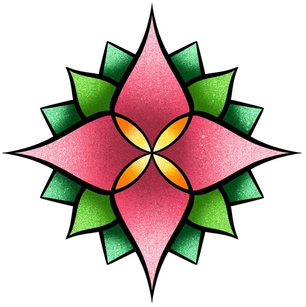 Абстрактна Квітка Татуювання Ілюстрація Розбризкованою Текстурою — стокове фото