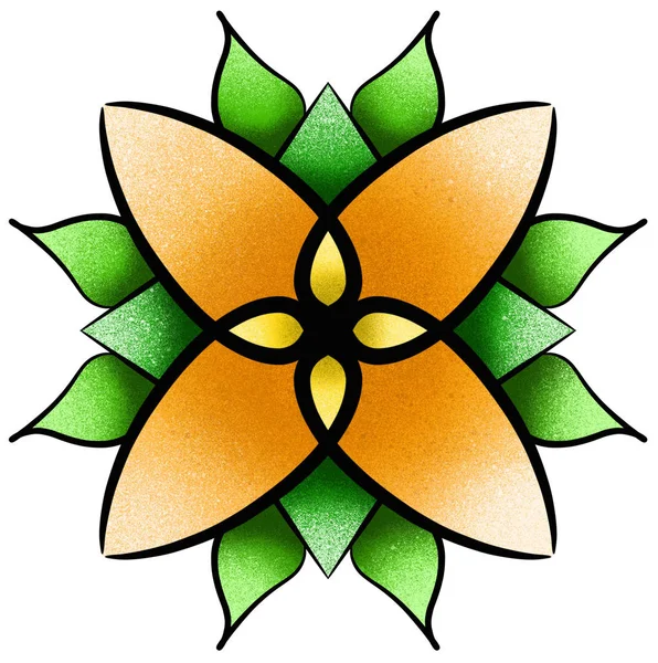 Абстрактна Квітка Татуювання Ілюстрація Розбризкованою Текстурою — стокове фото