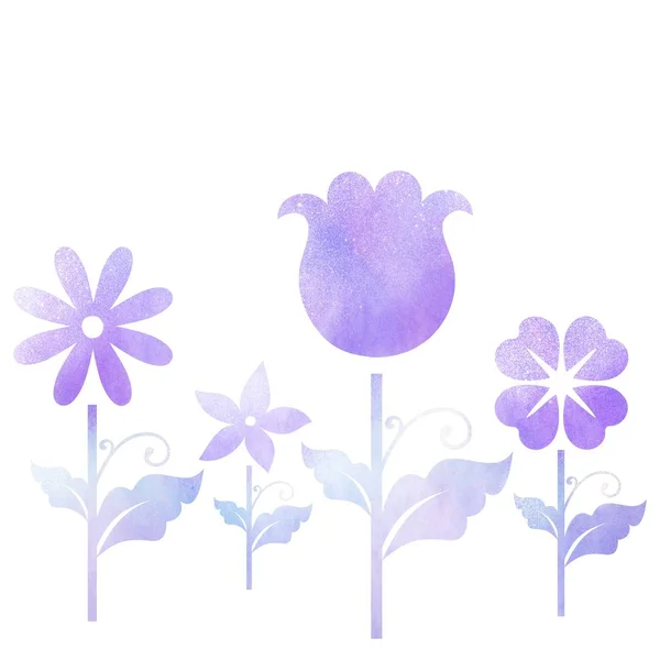 Akvarell Virág Illusztráció Lila Stílusban — Stock Fotó