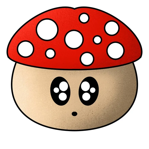 Étonné Rouge Champignon Doodle Monstre Illustration Avec Des Visages Dessin — Photo