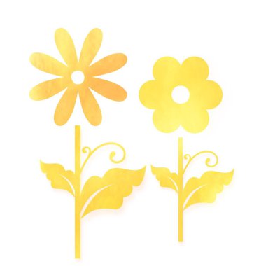 Sarı altın tarzı ile suluboya çiçek illüstrasyon