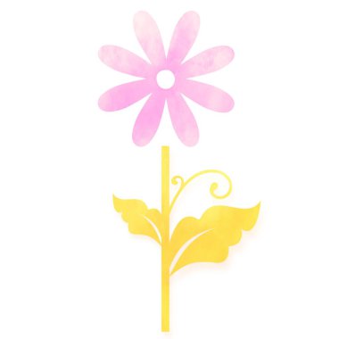 Sarı altın tarzı ile suluboya çiçek illüstrasyon