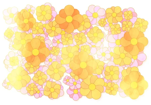 Ακρυλικά Λουλούδια Εικονογράφηση Κίτρινο Χρυσό Στυλ — Φωτογραφία Αρχείου